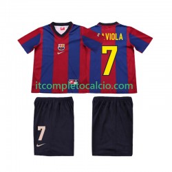 Maglia FC Barcelona SAVIOLA 7 Retro Divisa Home 1998 1999 Manica Corta ,Bambino