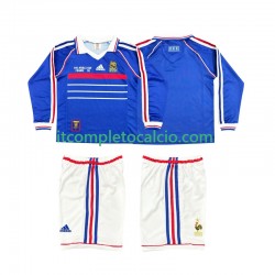 Maglia Francia Retro Divisa Home 1998 Manica Lunga ,Bambino