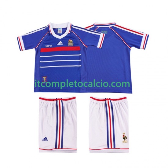 Maglia Francia Retro Divisa Home 1998 Manica Corta ,Bambino