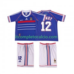 Maglia Francia Henry 12 Retro Divisa Home 1998 Manica Corta ,Bambino