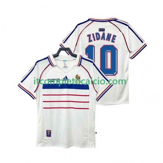 Maglia Francia ZIDANE 10 Retro Divisa Away 1998 Manica Corta ,Uomo