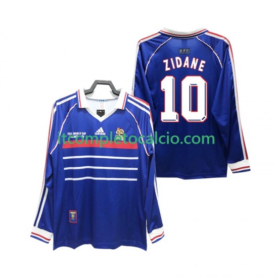 Maglia Francia ZIDANE 10 Retro Divisa Home 1998 Manica Lunga ,Uomo
