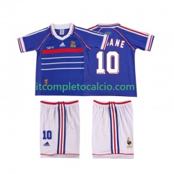 Maglia Francia ZINANE 10 Retro Divisa Home 1998 Manica Corta ,Bambino