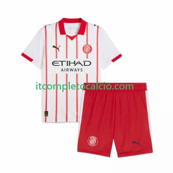Maglia Girona Divisa Home 2025-2026 Manica Corta ,Bambino