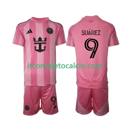 Maglia Inter Miami Luis Suarez 9 Divisa Home 2025 Manica Corta ,Bambino