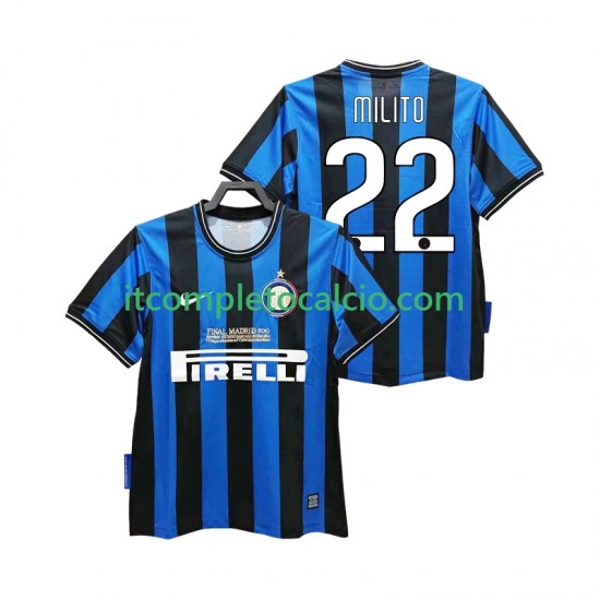 Maglia Inter Milan MILITO 22 2009 Retro Divisa Home 2010 Manica Corta ,Uomo