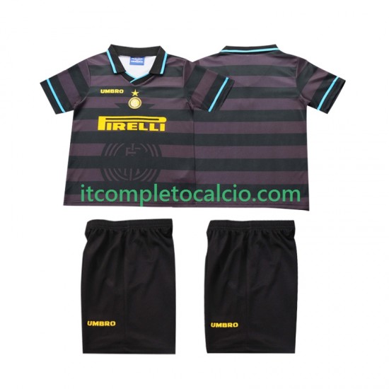 Maglia Inter Milan 1997 Retro Terza Divisa 1998 Manica Corta ,Bambino
