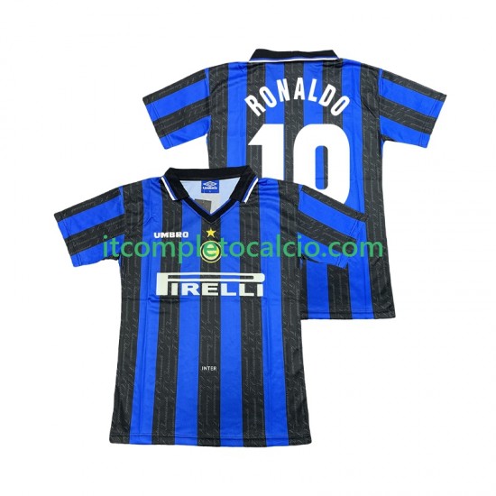 Maglia Inter Milan Ronaldo 10 1997 Retro Divisa Home 1998 Manica Corta ,Uomo