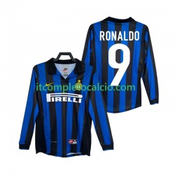 Maglia Inter Milan Ronaldo 9 Retro Divisa Home 1998 1999 Manica Lunga ,Uomo