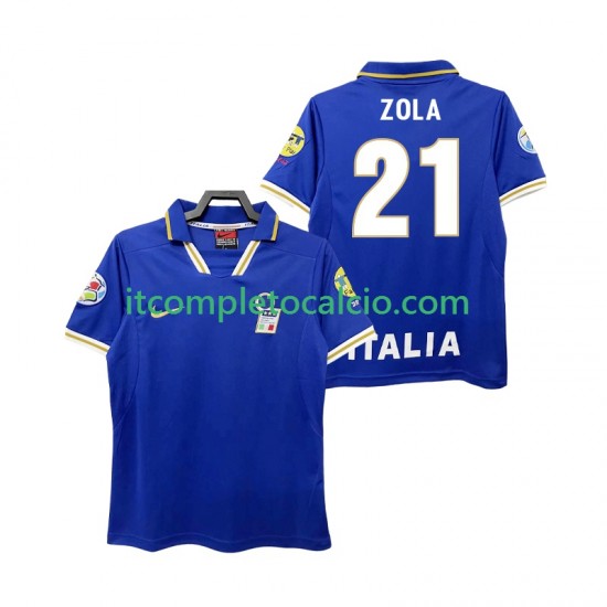 Maglia Italia ZOLA 21 1996 Retro Divisa Home Manica Corta ,Uomo