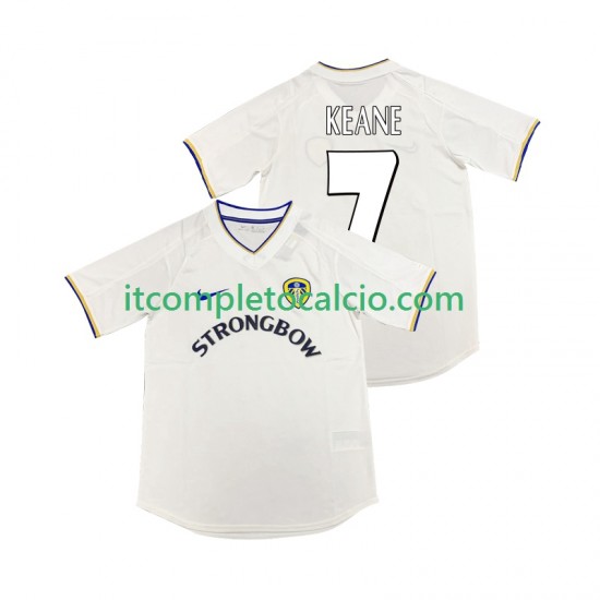 Maglia Leeds United KEANE 7 2000 2001 Retro Divisa Home Manica Corta ,Uomo