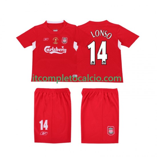 Maglia Liverpool ALONSO 14 LWP 2005 Retro Divisa Home 2004 Manica Corta ,Uomo