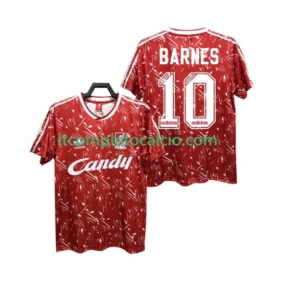 Maglia Liverpool BARNES 10 1989 1991 Retro Divisa Home Manica Corta ,Uomo