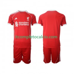 Maglia Liverpool Divisa Home 2025-2026 Manica Corta ,Bambino