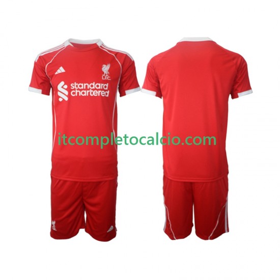 Maglia Liverpool Divisa Home 2025-2026 Manica Corta ,Bambino