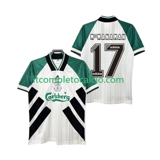 Maglia Liverpool MCMANAMAN 17 1993 1995 Retro Divisa Away Manica Corta ,Uomo