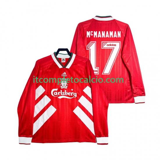 Maglia Liverpool MCMANAMAN 17 1993 1995 Retro Divisa Home Manica Lunga ,Uomo