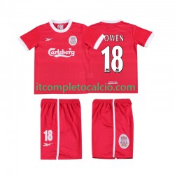 Maglia Liverpool OWEN 18 LWP 1997 Retro Divisa Home 1998 Manica Corta ,Bambino