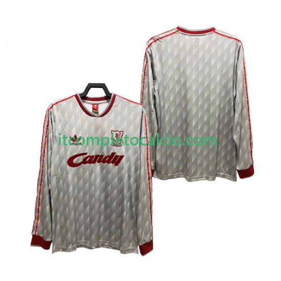 Maglia Liverpool 1989 1991 Retro Divisa Away Manica Lunga ,Uomo