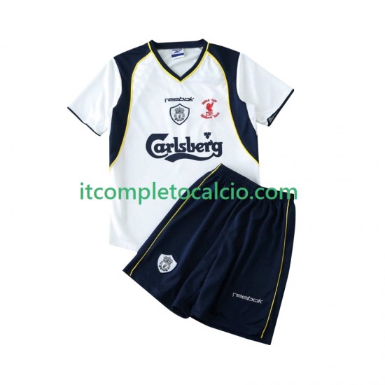 Maglia Liverpool LWP 2001 Retro Divisa Away 2002 Manica Corta ,Bambino