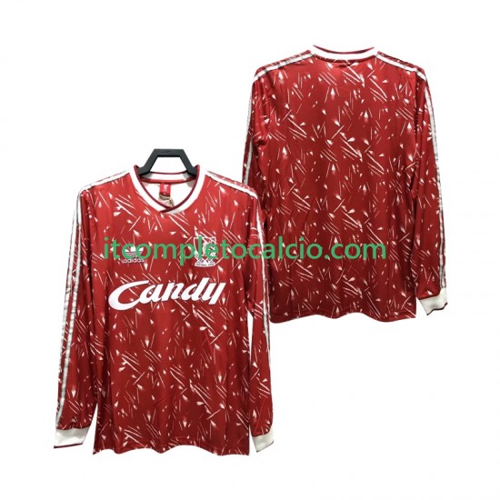 Maglia Liverpool 1989 1991 Retro Divisa Home Manica Lunga ,Uomo