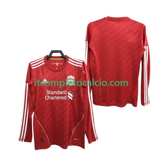 Maglia Liverpool 2012 Retro Divisa Home 2010 Manica Lunga ,Uomo