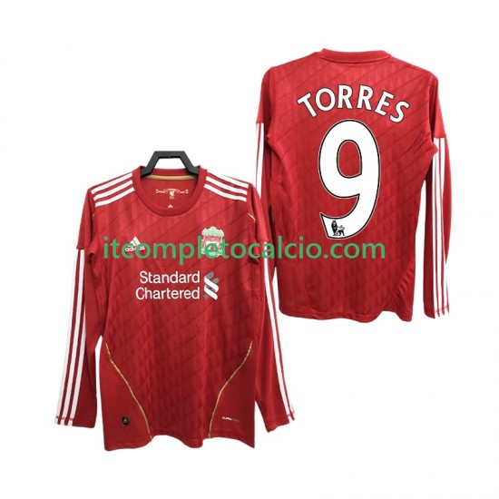 Maglia Liverpool Torres 9 2012 Retro Divisa Home 2010 Manica Lunga ,Uomo