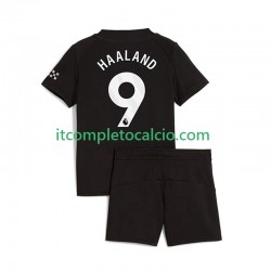 Maglia Manchester City Erling Haaland 9 Divisa Away 2025-2026 Manica Corta ,Bambino