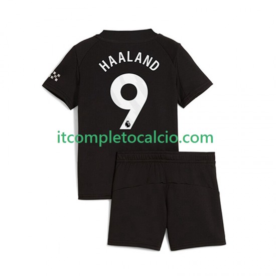 Maglia Manchester City Erling Haaland 9 Divisa Away 2025-2026 Manica Corta ,Bambino