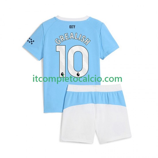 Maglia Manchester City Jack Grealish 10 Divisa Home 2025-2026 Manica Corta ,Bambino