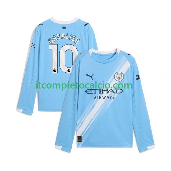Maglia Manchester City Jack Grealish 10 Divisa Home 2025-2026 Manica Lunga ,Uomo
