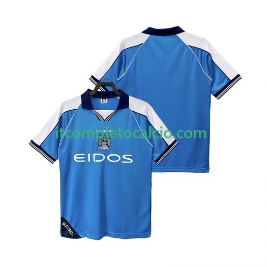 Maglia Manchester City 2001 Retro Divisa Home 1999 Manica Corta ,Uomo