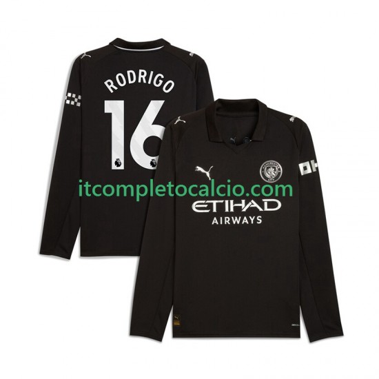Maglia Manchester City Rodrigo Hernandez 16 Divisa Away 2025-2026 Manica Lunga ,Uomo