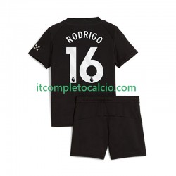 Maglia Manchester City Rodrigo Hernandez 16 Divisa Away 2025-2026 Manica Corta ,Bambino