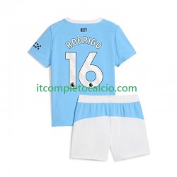 Maglia Manchester City Rodrigo Hernandez 16 Divisa Home 2025-2026 Manica Corta ,Bambino