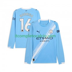 Maglia Manchester City Rodrigo Hernandez 16 Divisa Home 2025-2026 Manica Lunga ,Uomo
