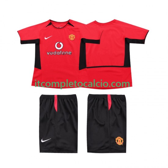 Maglia Manchester United Retro Divisa Home 2004 2002 Manica Corta ,Bambino