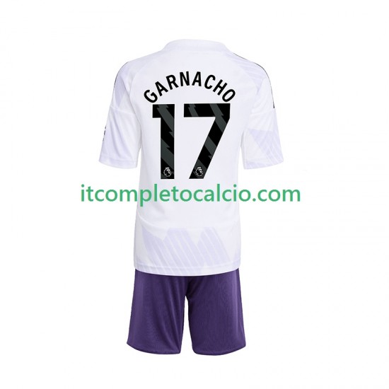 Maglia Manchester United Alejandro Garnacho 17 Divisa Away 2025-2026 Manica Corta ,Bambino
