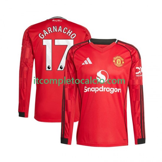 Maglia Manchester United Alejandro Garnacho 17 Divisa Home 2025-2026 Manica Lunga ,Uomo