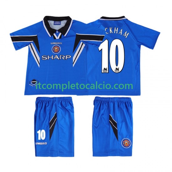 Maglia Manchester United BECKHAM 10 1996 Retro Terza Divisa 1998 Manica Corta ,Bambino