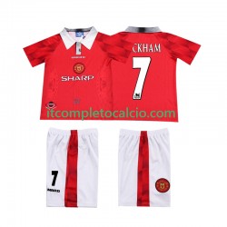 Maglia Manchester United BECKHAM 7 1996 1997 Retro Divisa Home Manica Corta ,Bambino