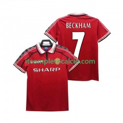 Maglia Manchester United BECKHAM 7 Retro Divisa Home 1998 1999 Manica Corta ,Uomo