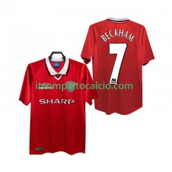 Maglia Manchester United BECKHAM 7 2000 Retro Divisa Home 1999 Manica Corta ,Uomo