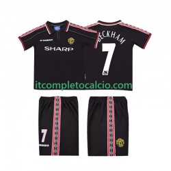 Maglia Manchester United Beckham 7 Retro Divisa Away 1998 1999 Manica Corta ,Bambino