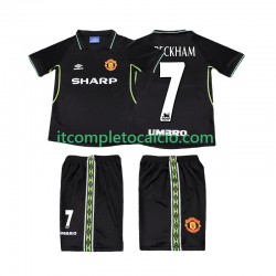 Maglia Manchester United Beckham 7 Retro Terza Divisa 1998 1999 Manica Corta ,Bambino
