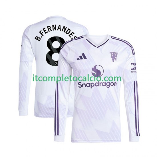 Maglia Manchester United Bruno Fernandes 8 Divisa Away 2025-2026 Manica Lunga ,Uomo