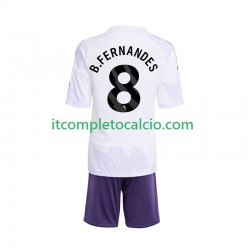 Maglia Manchester United Bruno Fernandes 8 Divisa Away 2025-2026 Manica Corta ,Bambino
