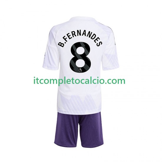 Maglia Manchester United Bruno Fernandes 8 Divisa Away 2025-2026 Manica Corta ,Bambino