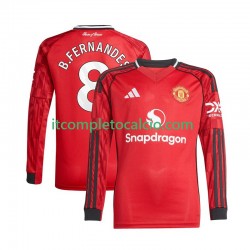 Maglia Manchester United Bruno Fernandes 8 Divisa Home 2025-2026 Manica Lunga ,Uomo