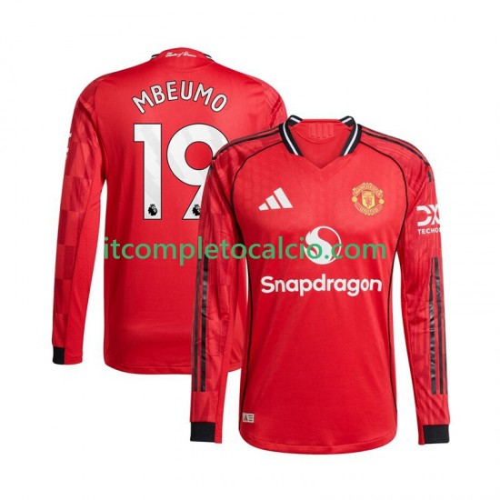 Maglia Manchester United Bryan Mbeumo 19 Divisa Home 2025-2026 Manica Lunga ,Uomo